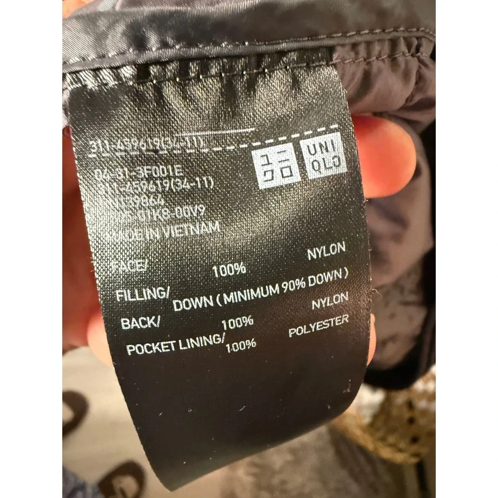 Uniqlo Ultra Light Down Jacket Mens Medium Black Puffer Water Repellent 459619